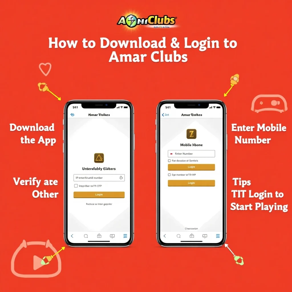 Amar Clubs app login screen